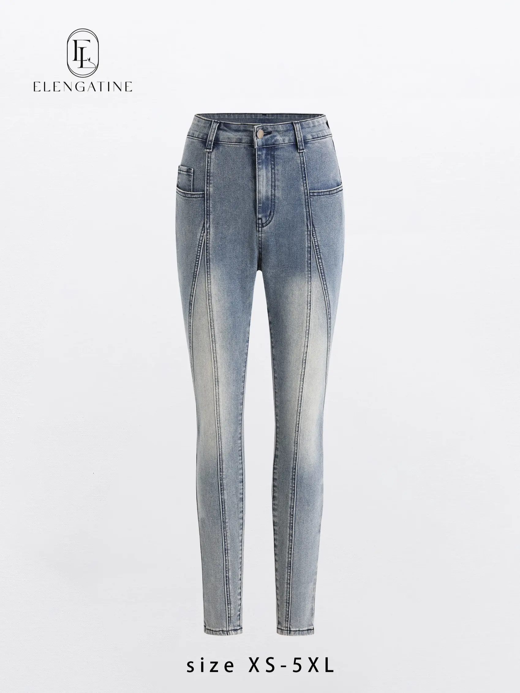 Women's Denim Skinny Jeans - Mid-Rise, Stretch Cotton, Medium Wash, Vintage, Contrast Stitch, Ankle-Length, All-Season, Women's Clothing, Slim Fit, Form-Fitting, Ankle, Streetwear & Daily Wear Bottoms