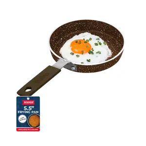 BAKKEN Swiss - Set of 2 Mini Frying Pans - 14cm Non-Stick Egg Pans with Spatula, Cool Touch Handles, Heat Resistant up to 204°C, Food Safe, for Gas Stoves