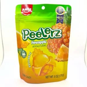 AMOS Peelerz Gummy Pineapple Peelable Fruit Shaped pineapple flavored Candy 6 oz (170g) - Sweet, Juicy, and Chewy Gummies in Resealable Bag - Snack Soft Tropical Tangy