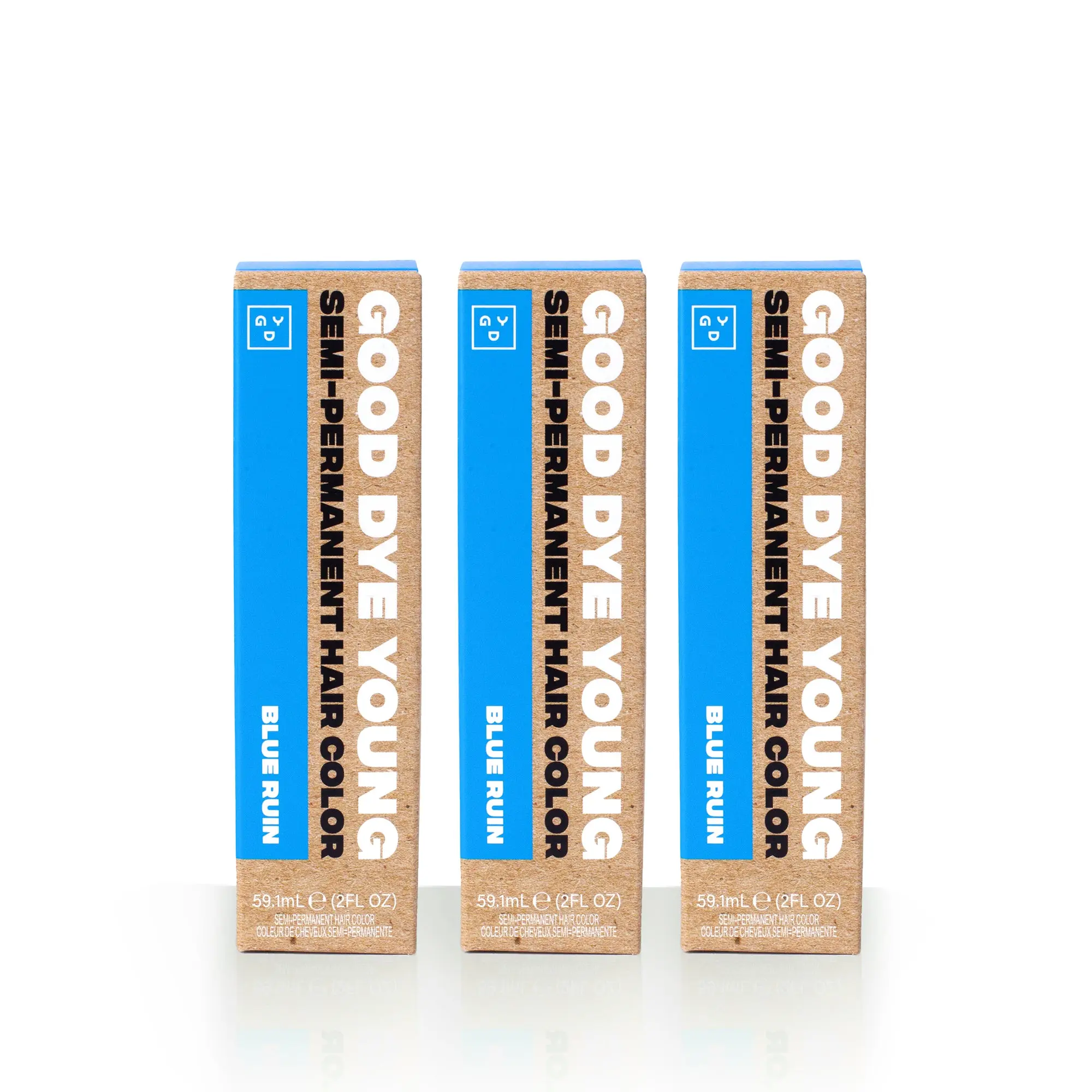 Good Dye Young Blue Ruin Trio Classic Cobalt Blue Semi-Permanent Hair Dye 3 x 2 FL OZ Bottles Salon-Grade Pigments Cruelty-Free