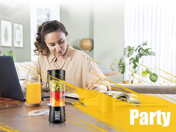 Phueut Portable Blender USB Rechargeable Mini Blender with 6 Blades, 380mL Traveling Fruit Juicer Cup for Shakes and Smoothies