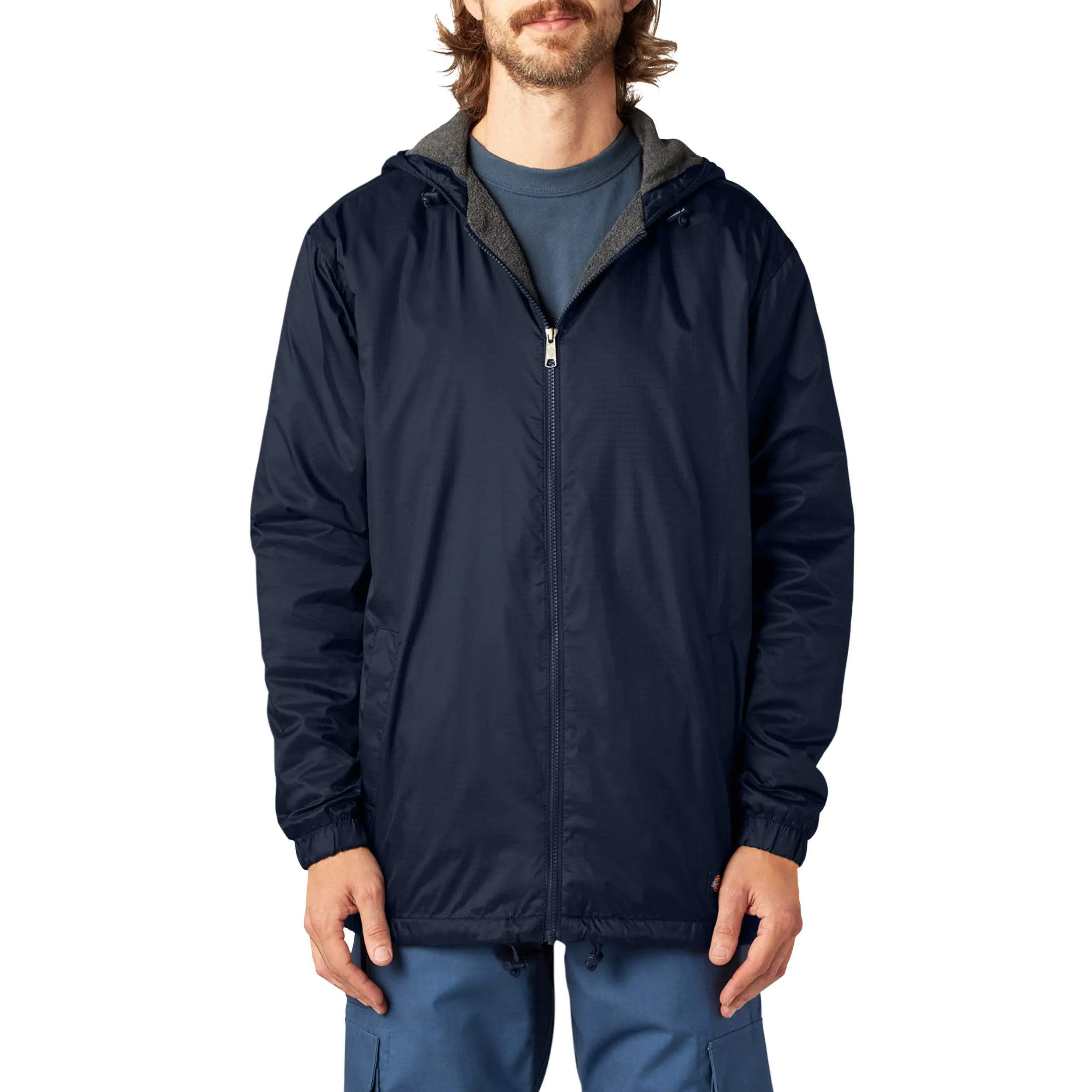 Dickies Fleece Lined Nylon Hooded Jacket,Utility Pockets, Workwear Streetwear Casual