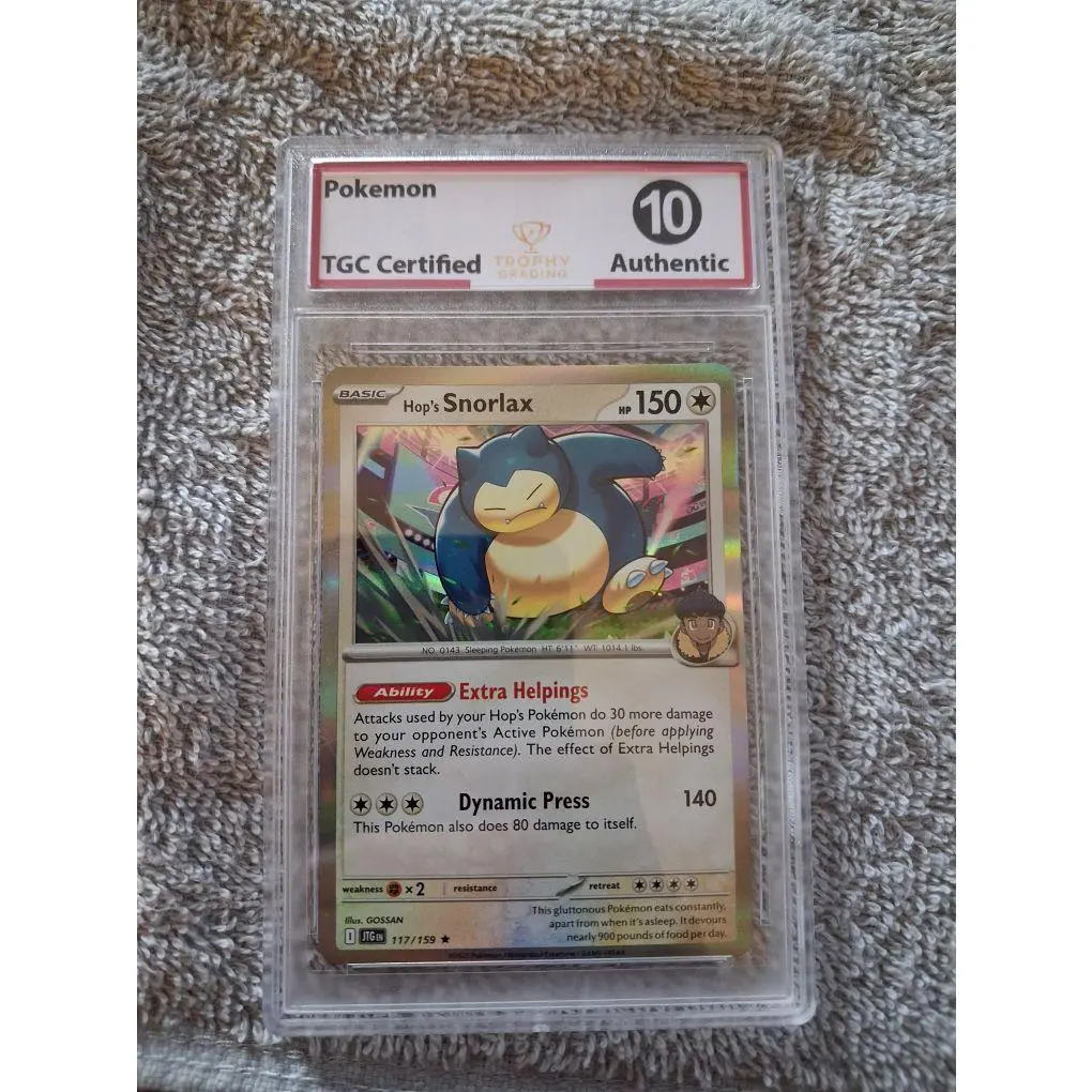 Pokemon TCG Certified 10 Authentic Hop's Snorlax Card with Extra Helpings and Dynamic Press Abilities