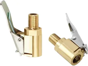 Tire Air Chuck with Clip Adapter Brass Locking Nozzle 8mm No Leakage for Vehicle Inflator Compressor Pump 2-Pack Tool Accessory