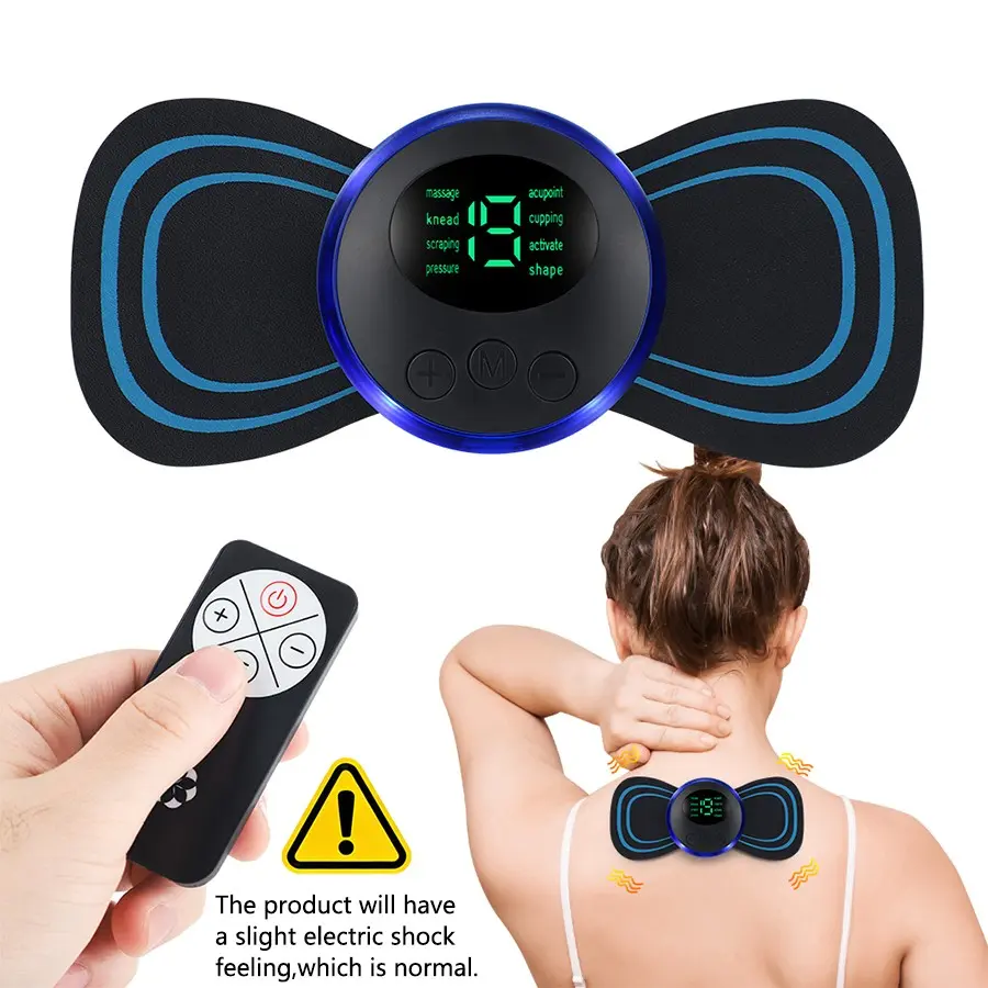 Mini Portable Electric Massager, 5 Massage Patches, Relieves Shoulder Leg Arm Neck Back Muscle Pain, Rechargeable with Remote Control, USB Rechargeable Massagers, Massagers for Neck and Back Pain Relief