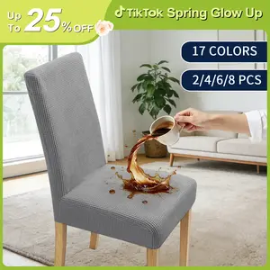 Easy-Going Waterproof Dining Chair Cover Set of 2/4/6/8, Leakproof Stretch Jacquard Parson Chair Slipcover, Removable Washable Chair Protector for Home, Restaurant, Banquet, Kitchen Hacks