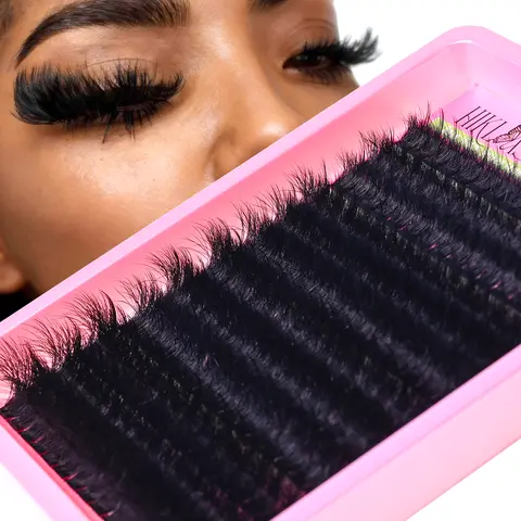 HK Hiklasy Reusable Faux Mink Eyelash Extension Cluster Lashes, 300D Density 14-22mm D Curl 0.07mm Thick Spikey Fluffy, Locked Band No Shedding, for Salon & Makeup Use by Adults (False Eyelashes & Adhesives)