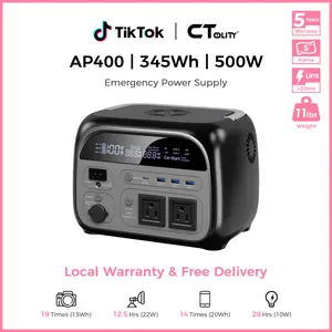 [Camping Essentials 2026 / Camping Gear]  CTOLITY AP400 500w 345WH Power Supply Powerbank Lifepo4 Battery Portable Power Station Phone Charge- Solar Generator fit Solar Panel Charge For Home Travel Rvs Emergency Prep