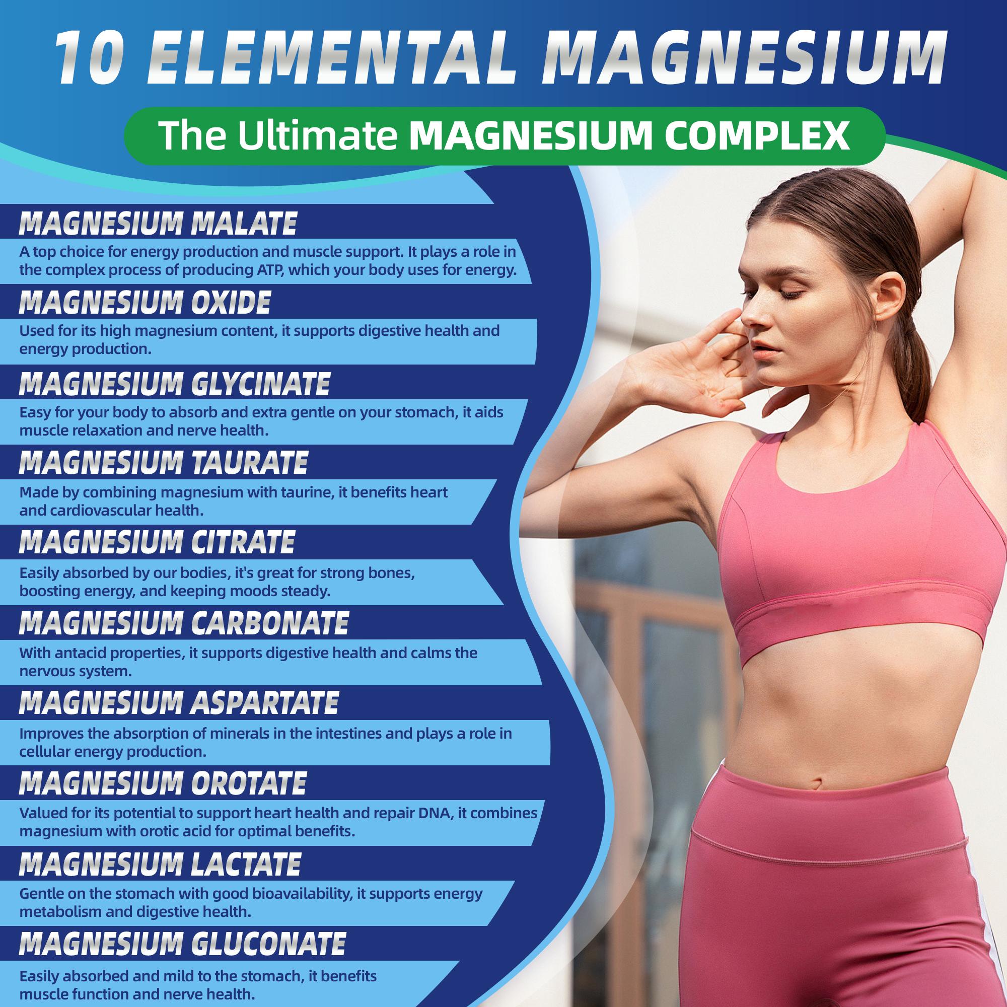 Magnesium Complex 10 Essential Magnesium Supplement 1200mg 120 Capsules - 3 Pack Bundle