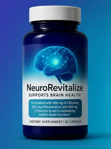NeuroRevitalize Daily Stress Relief & Cognitive Support Supplement with Citicoline 500mg L-Theanine 400mg Resveratrol 500mg for Mental Clarity
