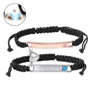 Adjustable Couple Bracelet Set, Heart Charm Matching Bracelets for Women Men, Fashion Daily All-Match Jewelry, Exquisite Love Gift for Birthday Anniversary