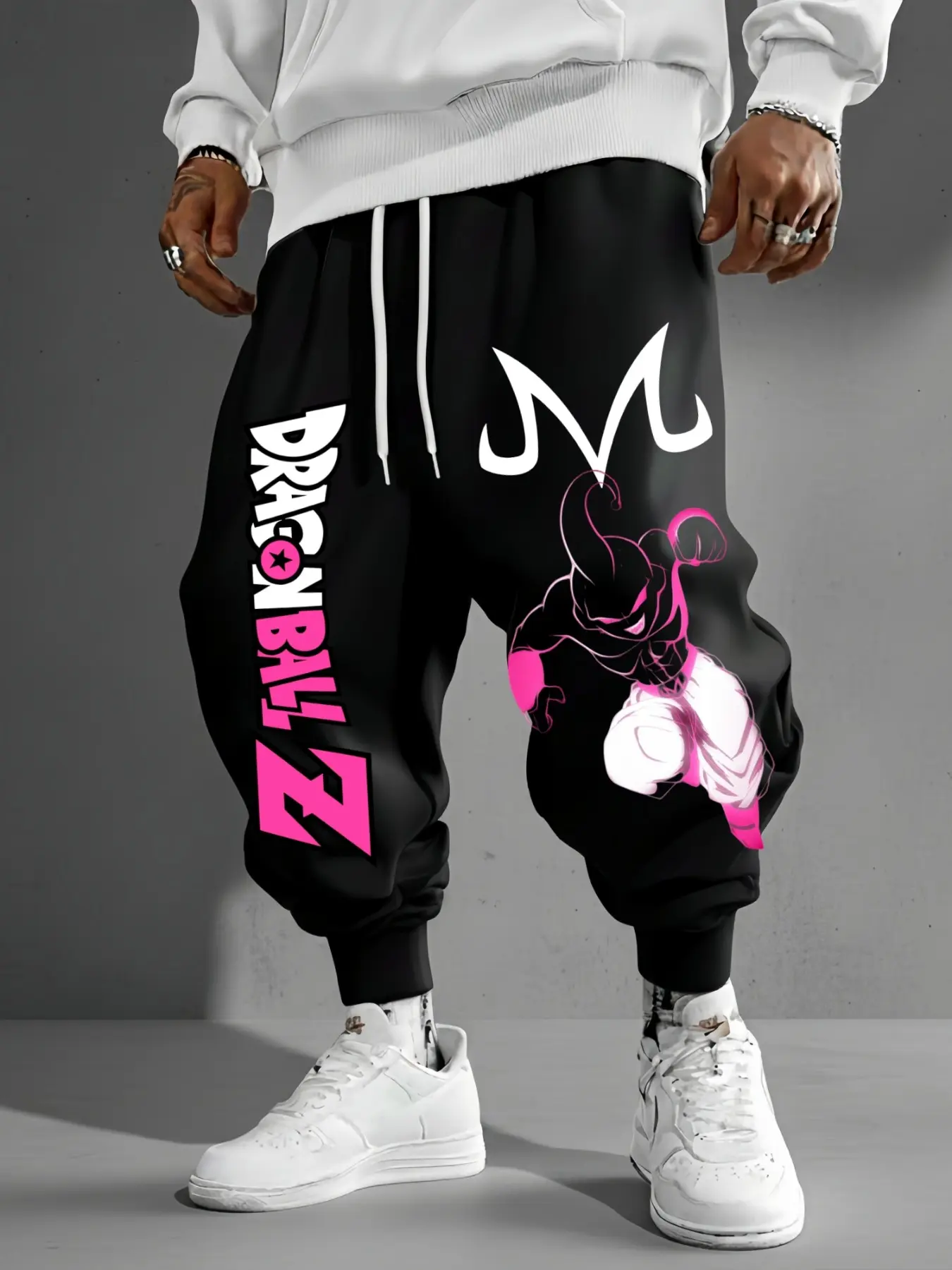 Dragon Ball Buu Print Casual Pants, Men's Heavyweight Jogger Pants, Women's Stylish Skinny Fit, Drawstring Waist, Pockets, Fitness & Streetwear, Printed Sweatpants