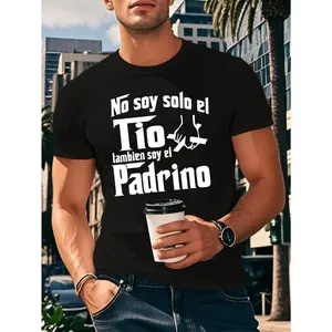 Men'S White "No Soy Solo El Tio,  Tambien Soy El Papá" Graphic T-Shirt - Casual Summer Tee with Coffee Cup Design,  Regular Fit,  Light Stretch Fabric,  Everyday Tshirt |   Playful Text Design |   Comfortable Fit