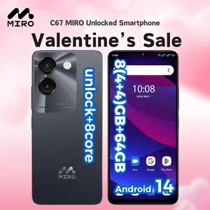 【C67】MIRO Unlocked Smartphone - 6.75" HD+ 90Hz Display, MediaTek Helio G36 8-Core, 4900mAh Battery, 8GB RAM, 64GB Storage, Dual Rear Cameras, Black/Blue