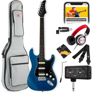 Best Choice Products Beginner Electric Guitar Kit w/ Headphone Amp, Padded Gig-Bag, Headphones