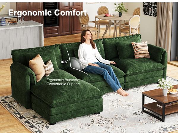 summervibes ABCASA 113" Modular Sectional Sofa, Comfy Cloud Modern Couch, L Shaped Deep Seat Sofa Couches for Living Room, 4-Seater Modern Sofa with Movable Ottoman, DIY Combination, Chenille, Living Room Furniture summervibes ABCASA 113" Modular Sectional Sofa, Comfy Cloud Modern Couch, L Shaped Deep Seat Sofa Couches for Living Room, 4-Seater Modern Sofa with Movable Ottoman, DIY Combination, Chenille, Living Room Furniture