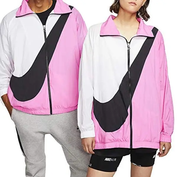 NIKE Women's Sportswear Swoosh Woven Fabric Jacket - Lightweight, Full-Zip Zipper Athletic Windbreaker for Training, Outdoor Sports or Casual Wear, Female