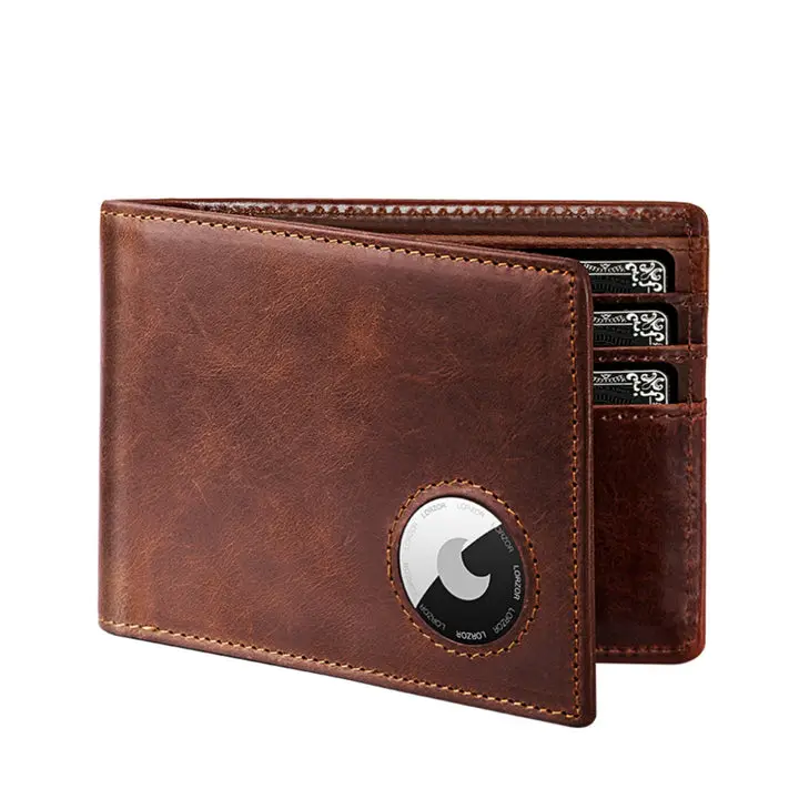 LORZOR A1 Men's Cow Hide Leather Wallet, Chic Magnetic AirTag-Compatible Wallet for Father's Day, Memorial Day Gifting