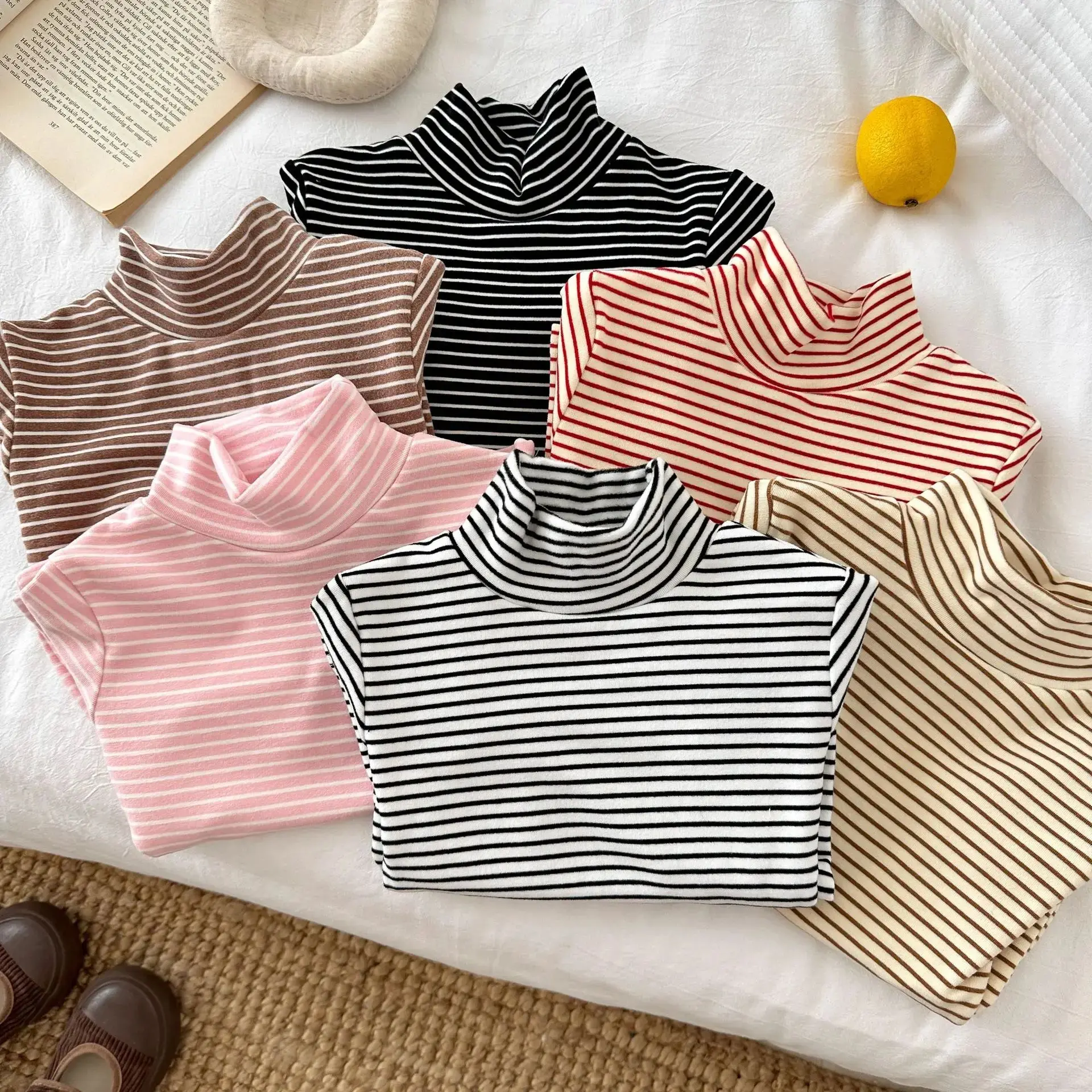 Renata Classical Striped Turtleneck Tops