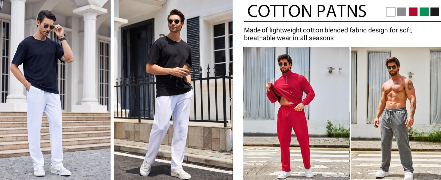COOFANDY Men's Cotton Sweatpants Open Bottom Lounge Pants Lightweight Casual Jogger Pants with Pockets - For Sports/Casual/Gym/Outdoor Menswear Stylish Basic Day Elastic Loose Track Pants