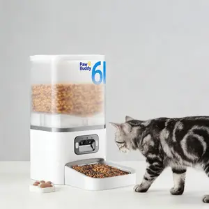 Automatic Cat Feeder Upgrade, WiFi Pet Feeder with APP Control for Remote Feeding, Detachable for Easy Clean, Dual Power Supply,1-10 Meals Per Day for Multiple Pets(white)