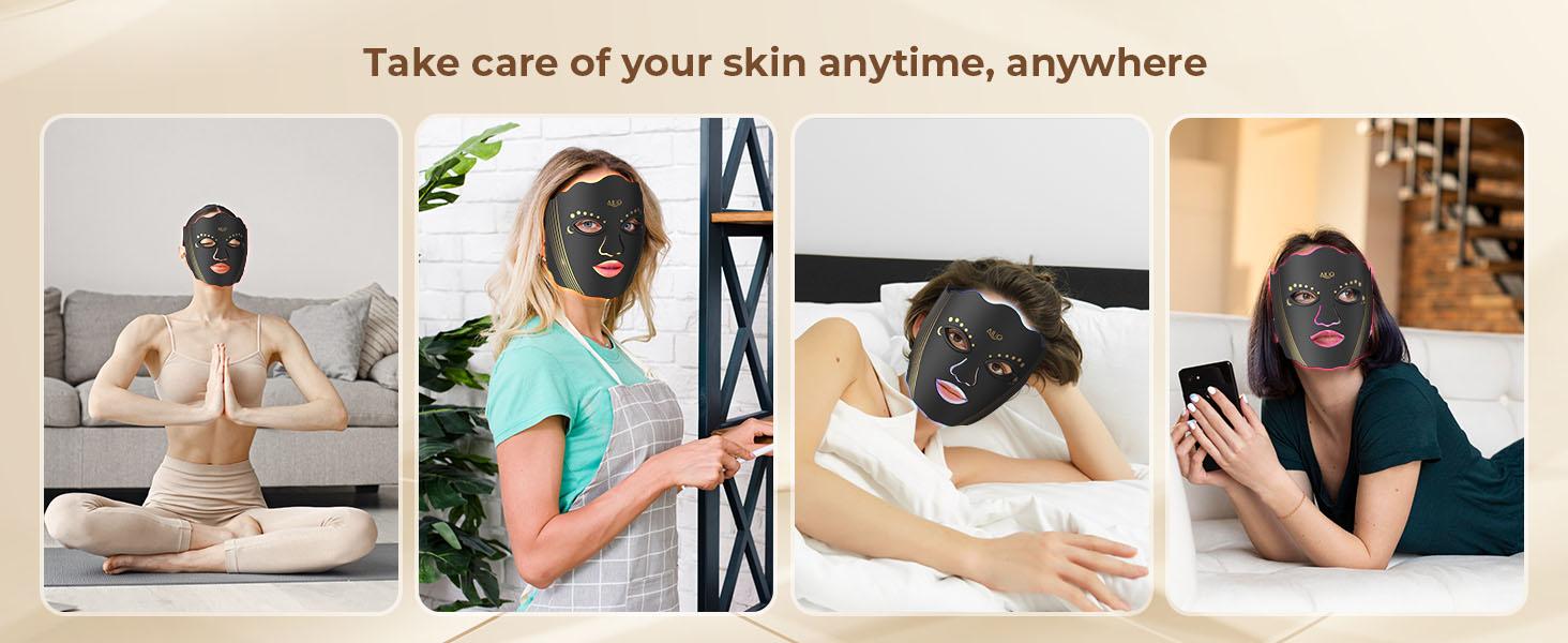 AIUO Upgraded 7-Color LED Light Therapy Mask Wireless Rechargeable Facial Care Device Red Light Multi-Mode Skincare Daily Beauty Routine Gift for Women Valentine's Day Gift