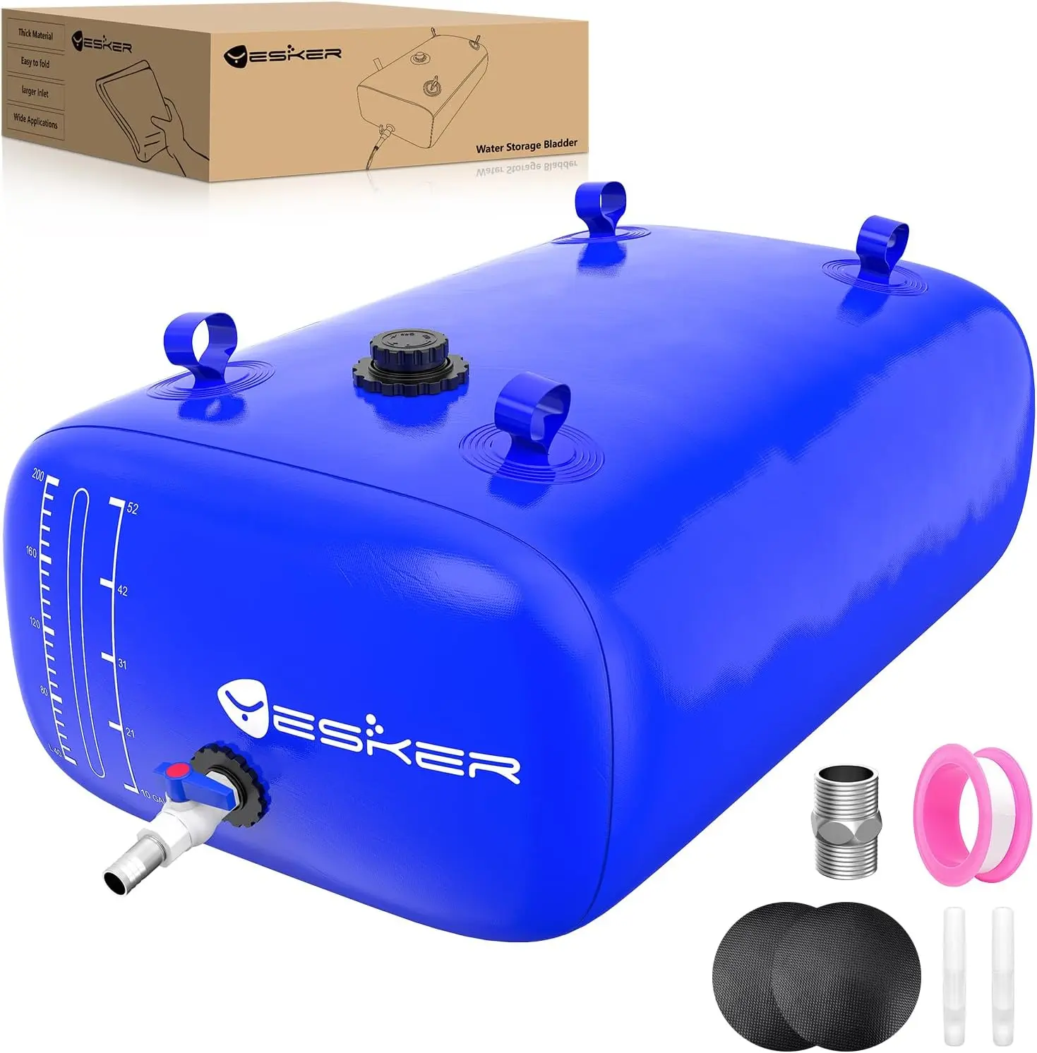 Nilight 63 Gal Heavy-Duty PVC Collapsible Water Container - 1000D Functional Foldable Shape Bladder Tank with 3/4" PVC Spigot, Camping Equipment for Outdoor Activities, Father's Day Gift, Welded Seams