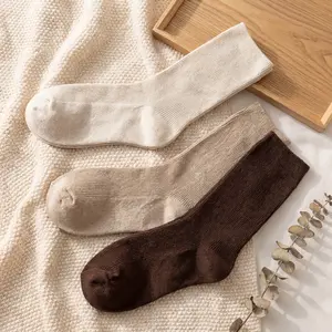 Lacsper Breathable Cotton Slouchy Socks Women's Fall Winter Fine Ribbed Crew Socks Womenswear