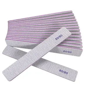80/80 Grit Nail Files 12 Pack Heavy Coarse Emery Boards for Acrylic Gel Nails Double Sided Professional Reusable Washable Manicure Square Gray