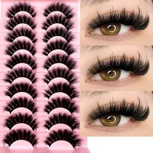 Lashes Wispy Cat Eye Lashes Full 6D Volume False Eyelashes that Look Like Extensions 18MM Thick Soft D-Curly Fake Lashes 10Pairs Pack