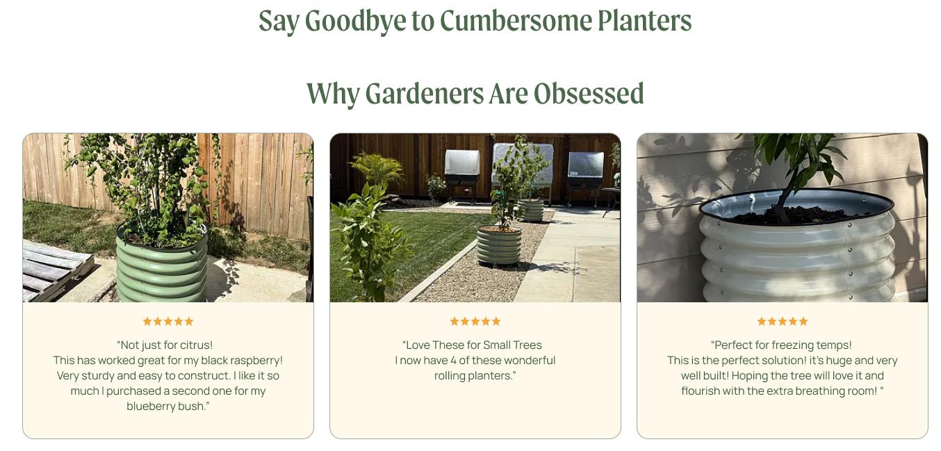 Vego Garden 20 Gallon Rolling Planter Metal Citrus Tree Planter with Wheels for Patio Porch & Backyard Classic Design for Dwarf Trees