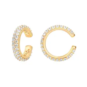 UURIEL Clip On Cartilage ，Cubic Zirconia Sparkling Round Huggie Ear Cuff Clip Earrings for Women Girl's Gift