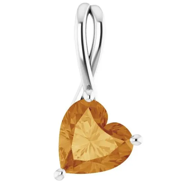 2ct Citrine  Women's Heart Pendant in 14k Gold Necklace 6mm Tall