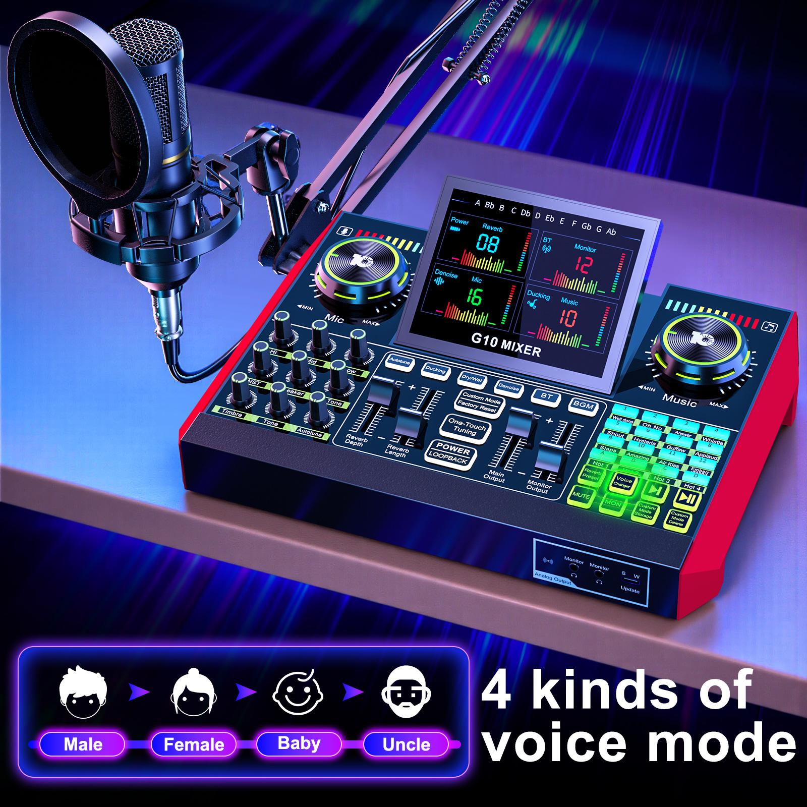 Tenlamp G10-P15 sound card kit, podcast equipment with customizable sound effects, two-level noise reduction, computer audio mixing, condenser microphone, suitable for live streaming, gaming, podcasting Tenlamp G10-P15 sound card kit, podcast equipment with customizable sound effects, two-level noise reduction, computer audio mixing, condenser microphone, suitable for live streaming, gaming, podcasting