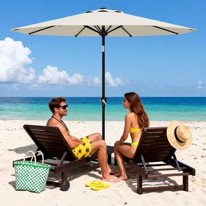 9FT Patio Umbrella/ UV Protection Waterproof, Smooth Crank Lift, Push Button Tilt, 8 Sturdy Ribs for Pool Deck Yard Garden