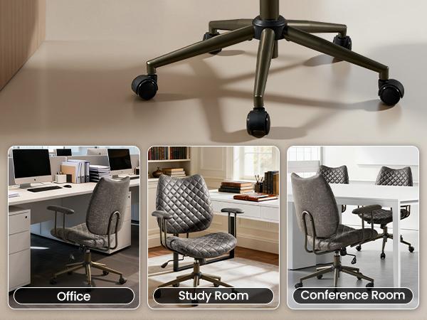 【Stock Up Sale】Ovios Home Office Desk Chair with Durable Silent Casters, Wide Seater Computer Chair with Lumbar Support Adjustable Height, 360° Rolling Swivel Rocking Executive Task Armrests Chair