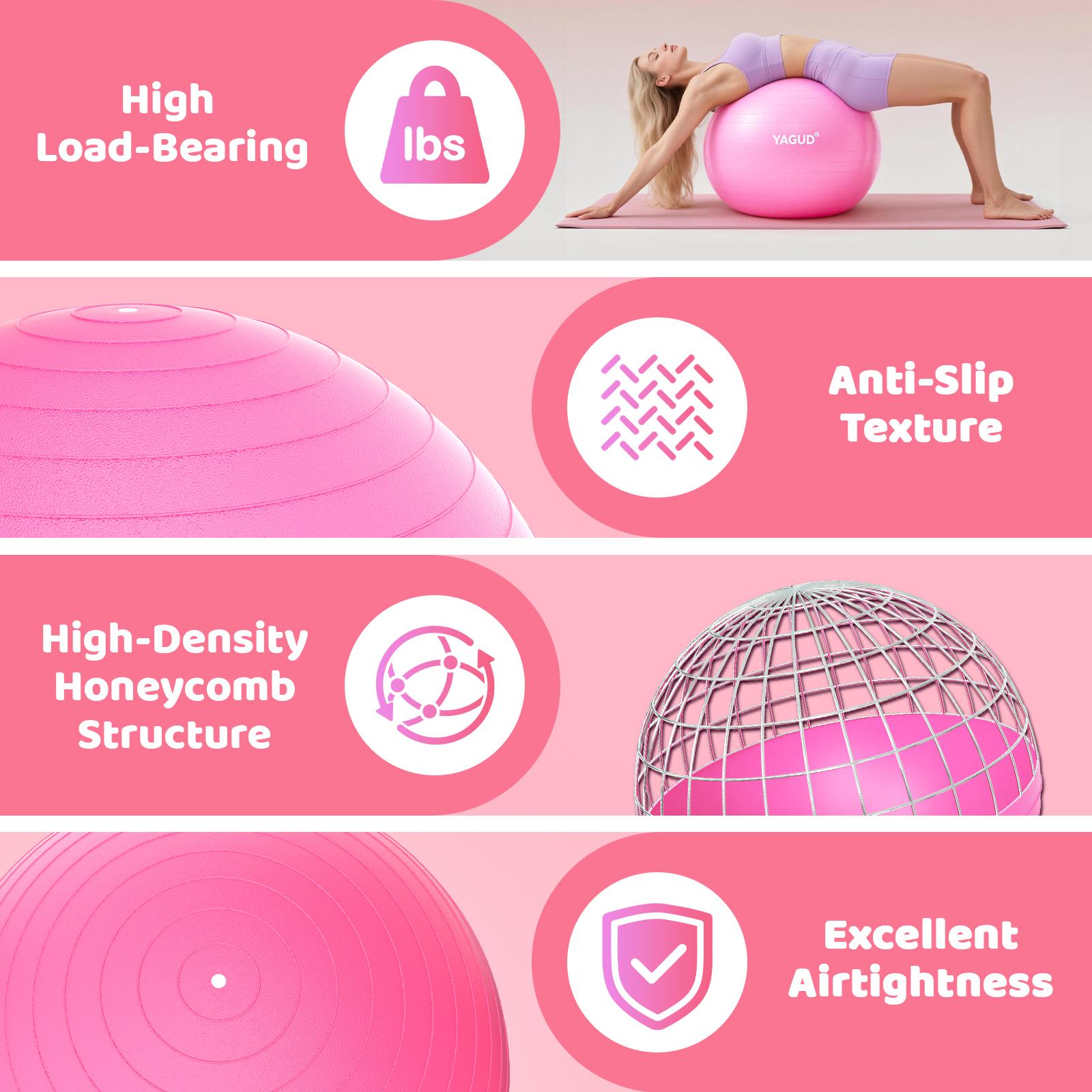 Yoga Ball Exercise Ball Anti Slip Heavy Duty for Fitness, Balance & Core Workout, 440 lbs Weight Capacity