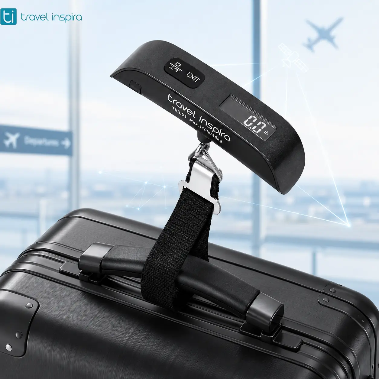 travel inspira Digital Luggage Scale, 110lbs Hanging Baggage Scale, Backlit LCD, Portable Suitcase Weighing Scale with Hook, Battery Included, Accurate Weighing, Strong Straps, Travel Essentials, DealsForYouDays