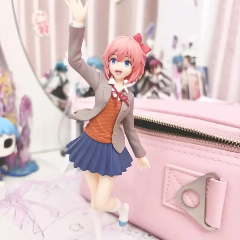 Heartbeat Literature Department Anime Monika Sayori Student Uniform Cute Pretty Girl Hand Made Model Toy Desktop Decoration Gift