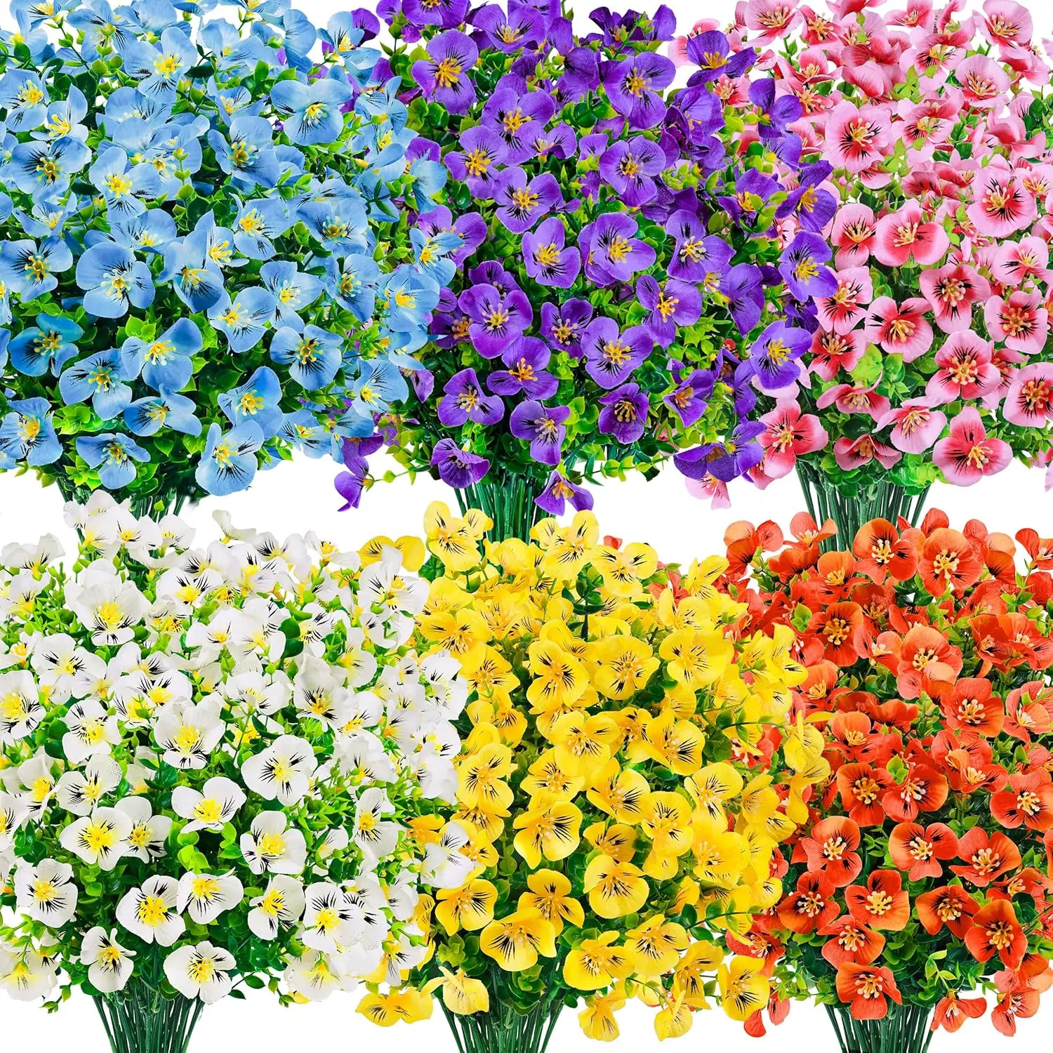 Der Rose 24 Bundles Artificial Pansy Flowers for Outdoors, UV Resistant 6 Assorted Colors Fake Pansies Faux Flowers Buk for Outdoor Planters Window Boxes Flower Beds Garden Decor Full Coverage Gift for Mom Silk,dorm essentials