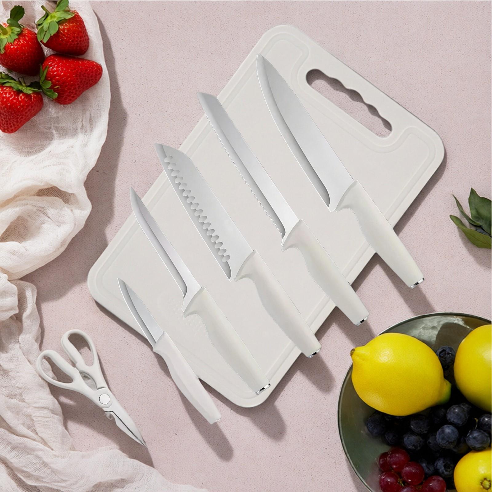 15PCS knife holder kitchenknifeset: meat/vegetable knife, chicken bone knife, German steak knife storage built-in sharpener - stainless steel washable dishwasher suitable for women, wives,man Mother's Day,Father's Day ,Super Category Weekpink/white/black