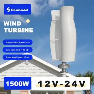 1500W White Tulip Vertical Axis Wind Turbine Generator 12V-24V Low Noise for Home Use