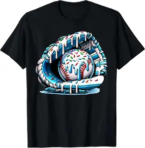 Youth and Adult Baseball Drip T-shirt, Ice Cream Sprinkles Baseball Glove T-Shirt, baseball ice cream shirt, toddler clothes, Baseball shirt For Youth, country boy clothing, Game day outfit, Youth Clothing, summer outfit, birthday gift