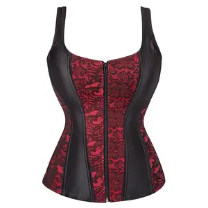 Women Sexy Boned Lace Up Corsets and Strap Bustiers Top Overbust Shaper Steampunk Halloween Costumes Ideas Party Outfit Gothic Corset Womenswear Minimalist Clothes Skirts Girls Cosplay 2928-D3