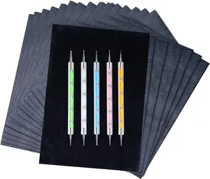 200 Sheets Carbon Paper Black Graphite Paper Transfer Tracing Paper and 5 Pieces Ball Embossing Styluses for DIY Woodworking, Paper, Canvas and Other Art Craft Surfaces Ueerdand