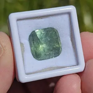 California Green Tourmaline Cushion Facet 13 Carats