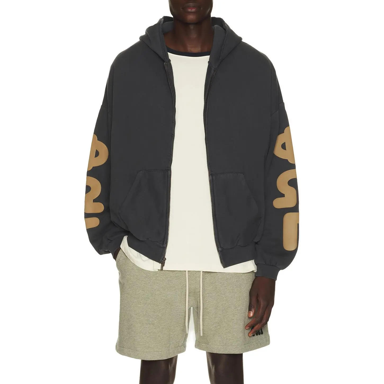 Fear of God ESSENTIALS 90's Zip-Up Hoodie in Washed Iron Grey