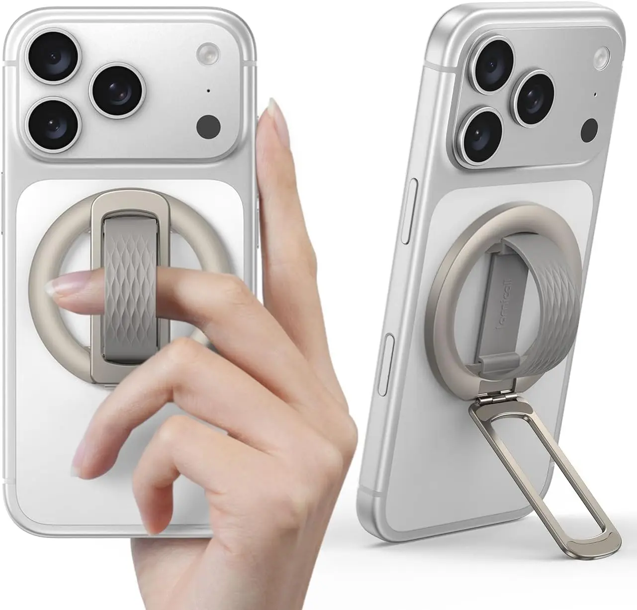 Lamicall MagFlex Magnetic Metal Smartphone Ring Grip & Foldable Mount - MagSafe-Compatible Silicone Accessory, Adjustable Kickstand, 360° Rotation Mobile Holder for iPhone 17/16/15/14/13, Travel/Selfie Hands-Free Phone Accessory