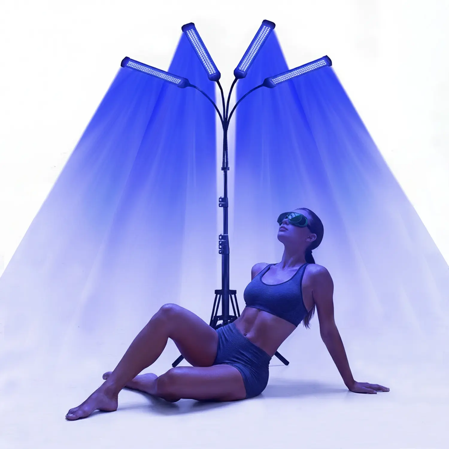 Jitesy 60W 460nm Sun Exposure Lamp Tanning Machine - Home Tanning Device with 432 LEDs, Compact Portable Foldable Adjustable Triangle Stand, Timer Control, for Face & Body, Ideal Gift for Lovers, 30-Day Unconditional Refund Policy, 24/7 Customer Service,,
