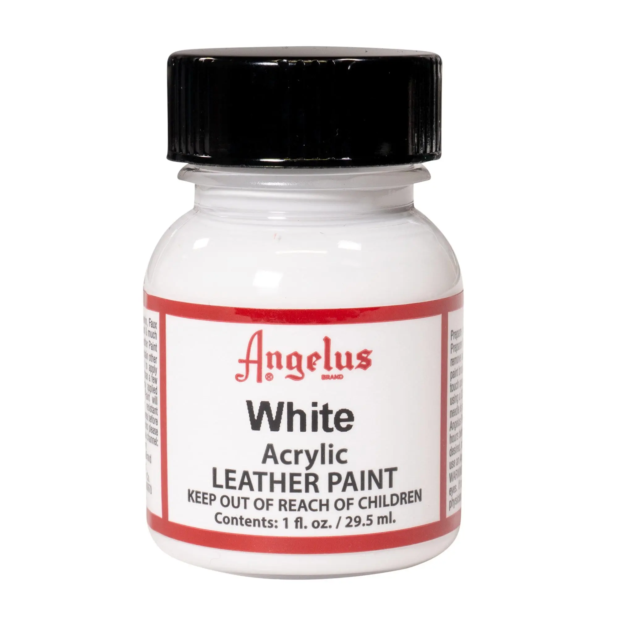 Angelus Acrylic Leather Paint, White - Water-Based Premium Professional Flexible, Crack, Scratch, Peel Resistant Leather Paint for Shoes, Sneakers, and Other Leather Projects